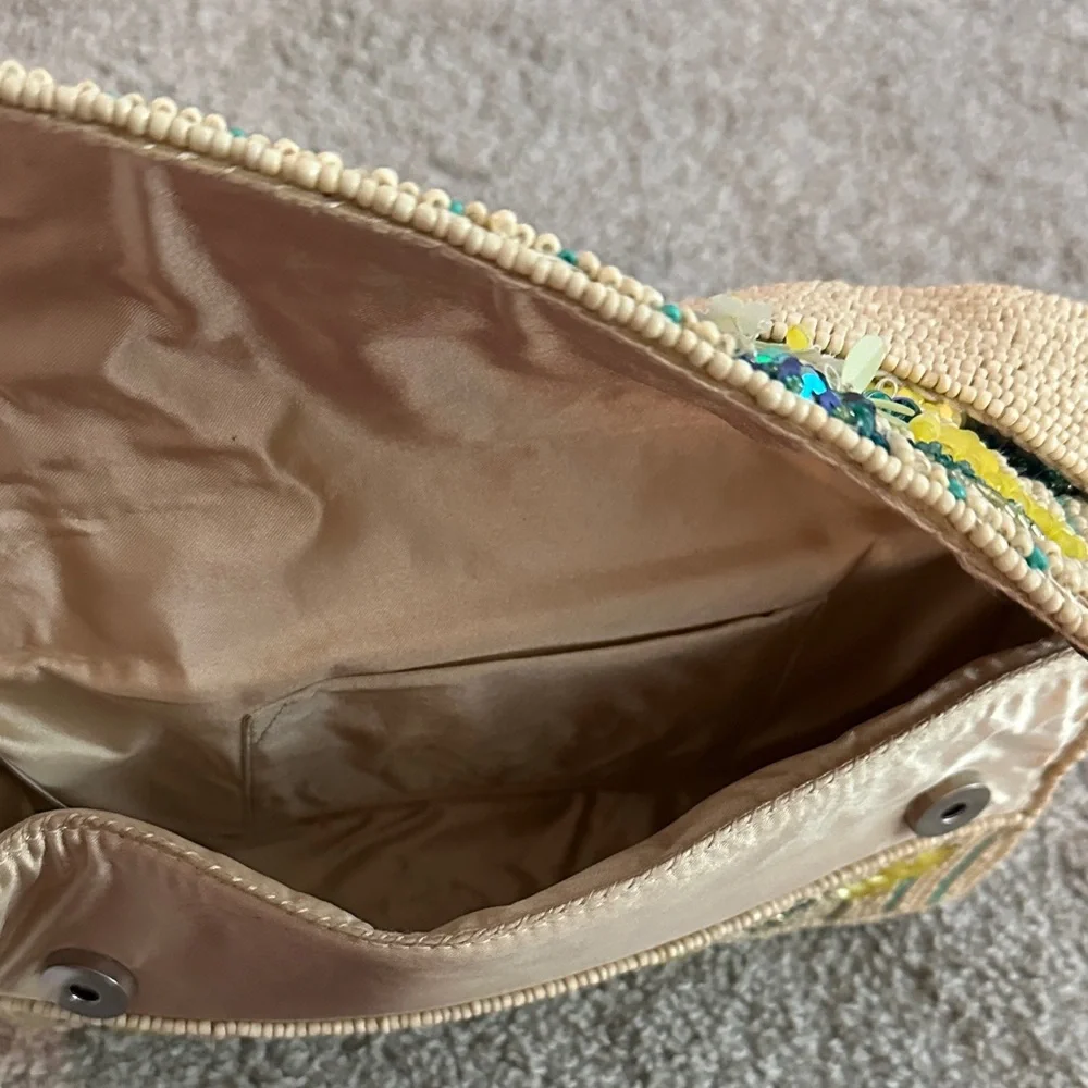 Handcrafted In India Lemon Embroidered Beaded Shoulder Bag - Picture 5 of 6